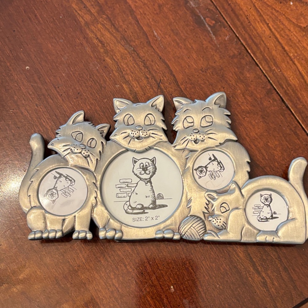 Pewter Cat Family Photo Frame